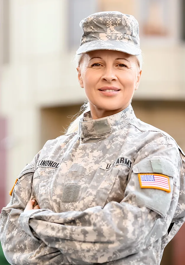 A veteran at home in an independent, permanent residence.